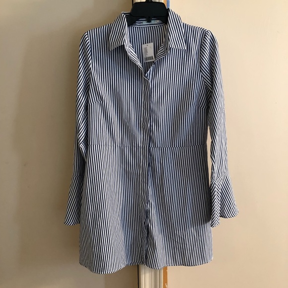 UO Kimchi Blue Striped Bell Sleeve Dress - Picture 2 of 3